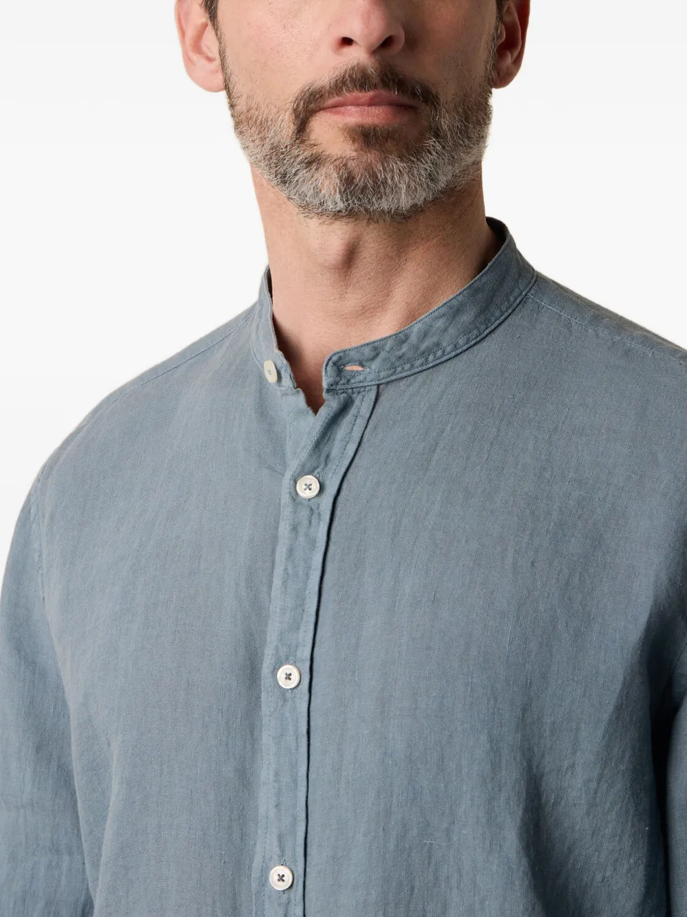 Brooks Brothers Linnen overhemd met opstaande kraag Blauw