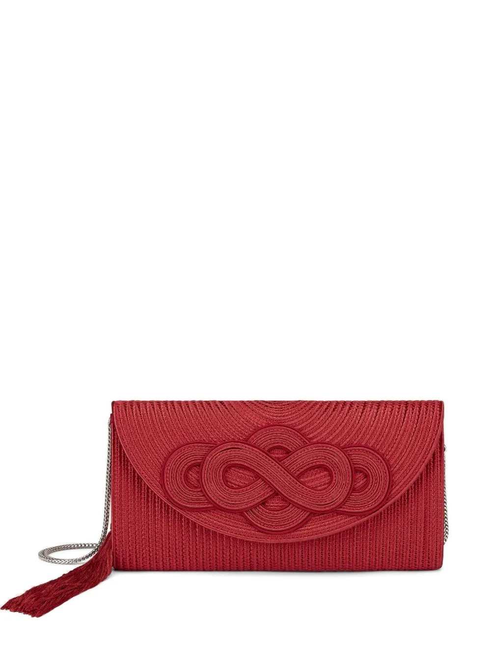 Shanghai Tang Infinity knot tassel clutch bag - Rosso