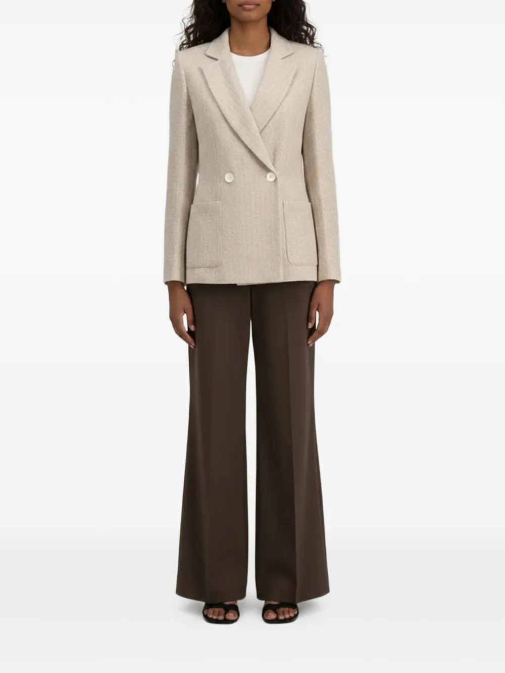 Harris Wharf London Blazer met dubbele rij knopen en zak Beige