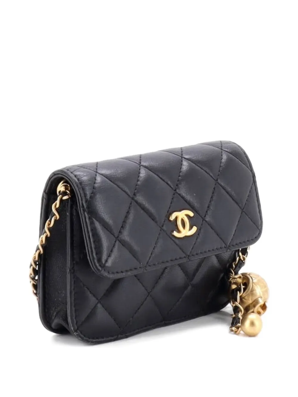 CHANEL Pre-Owned Pearl Crush Flap Clutch with Chain Quilted Lambskin Mini crossbody bag - Nero