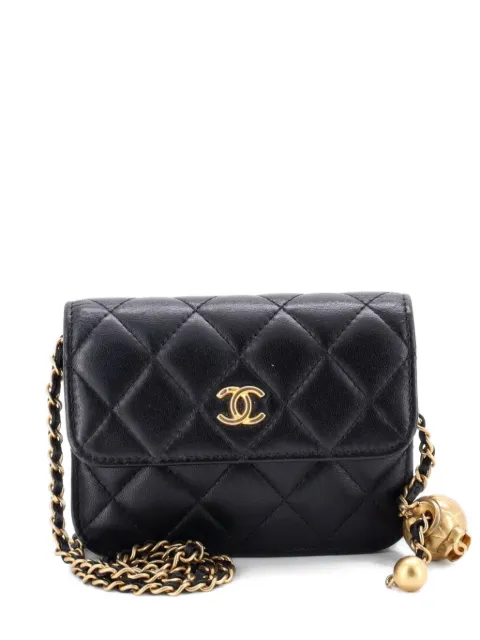 CHANEL Pre-Owned Pearl Crush Flap Clutch with Chain Quilted Lambskin Mini crossbody bag