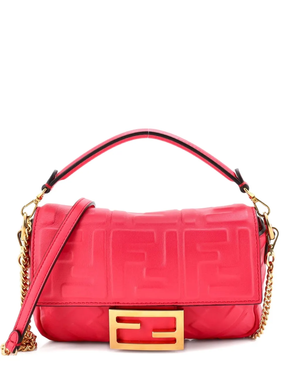 Fendi Pre-Owned Baguette NM Bag Zucca Embossed Leather Mini crossbody bag - Rosa