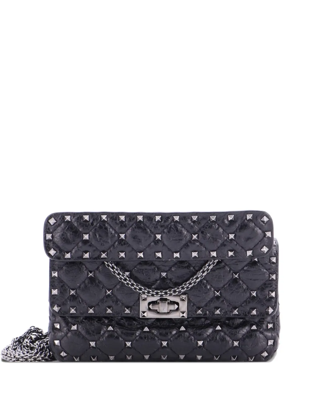 Valentino Garavani Pre-Owned Rockstud Spike Flap Bag Quilted Leather Small crossbody bag - Nero