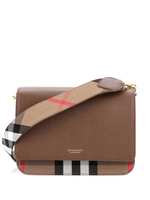 Burberry Pre-Owned Mackford Leather and House Check Canvas Small shoulder bag