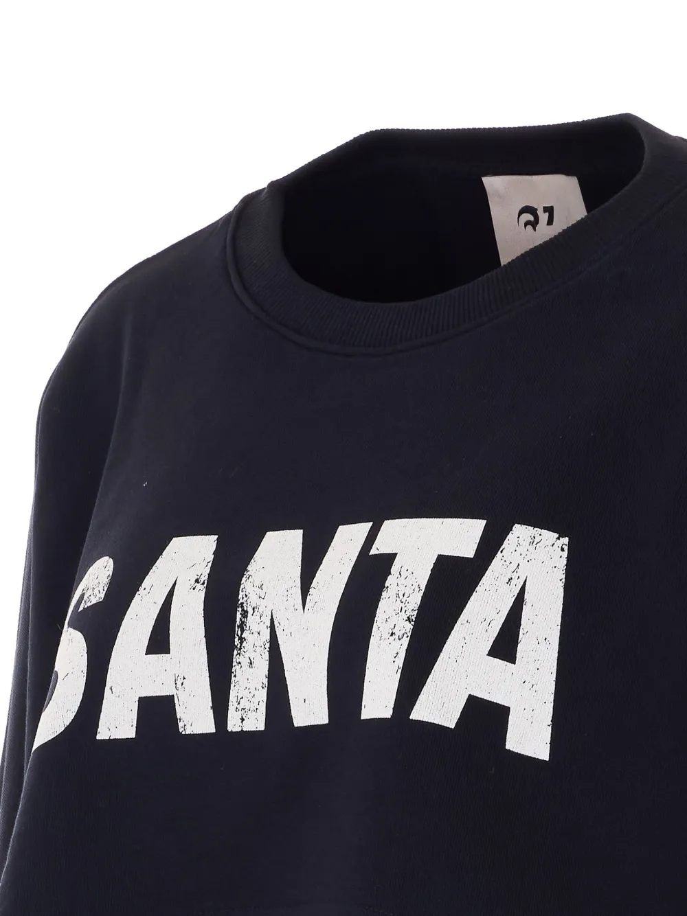 Santa Print Crop Sweatshirt