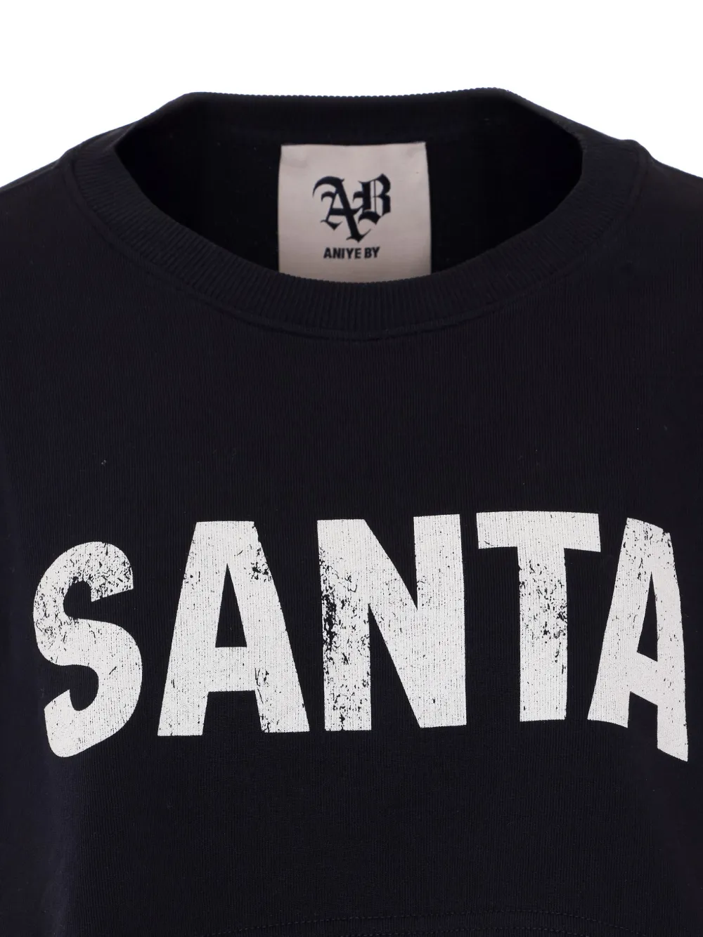 Santa Print Crop Sweatshirt