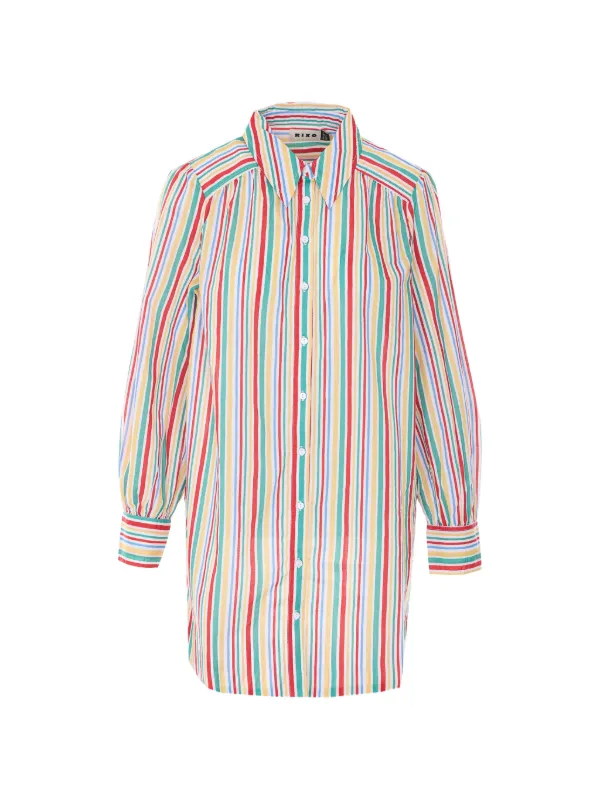 Rixo Ashlyinn Striped Long-sleeve Shirt in Neutrals