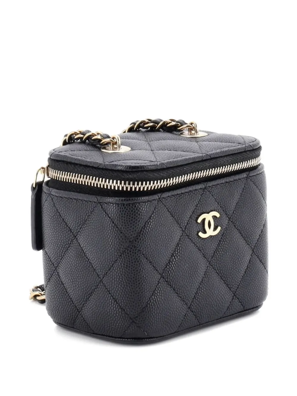 Classic Vanity Case With Chain Quilted Caviar Mini Pouch
