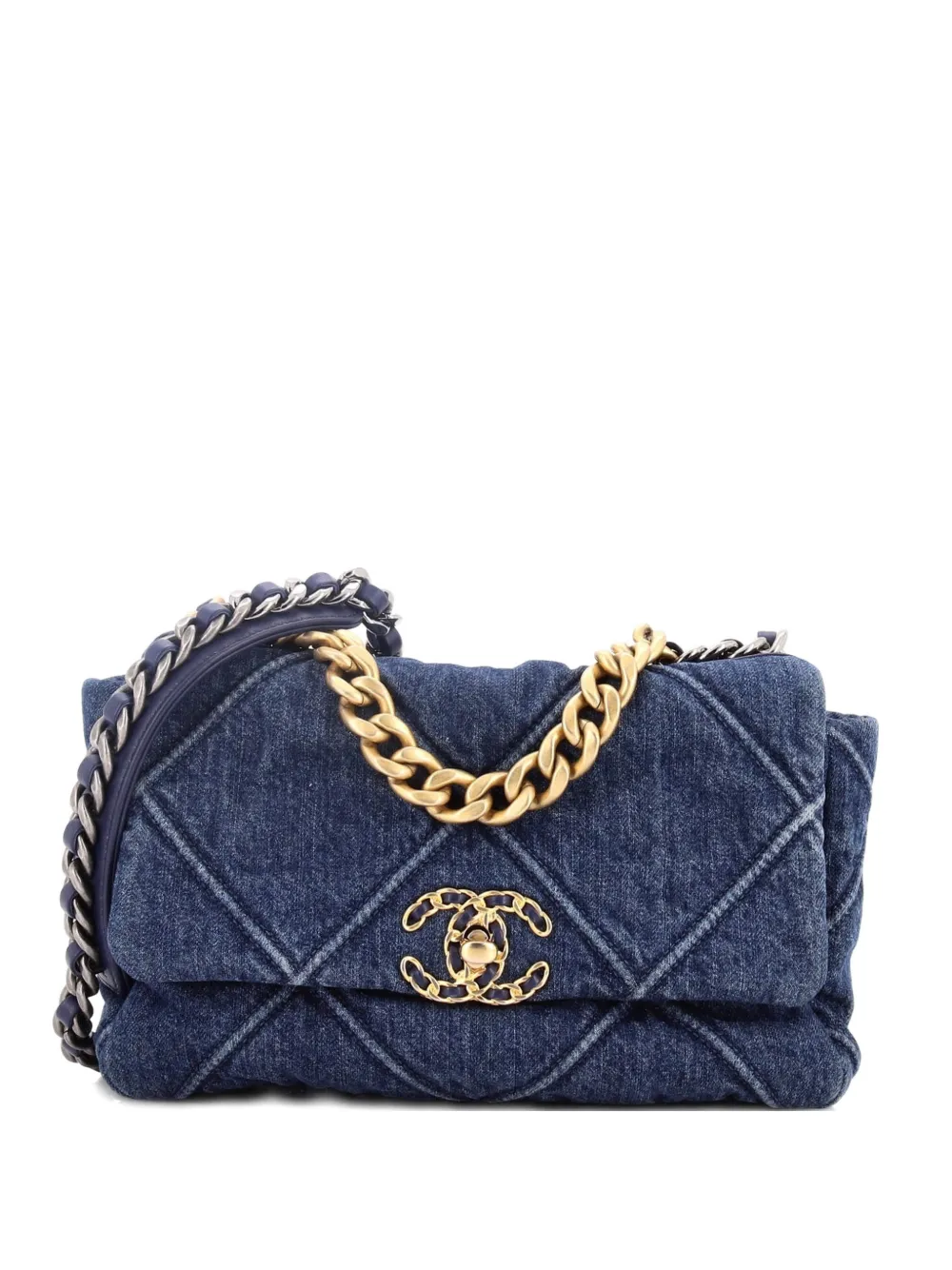 CHANEL Pre-Owned 19 Flap Bag Quilted Denim Medium shoulder bag - Blu
