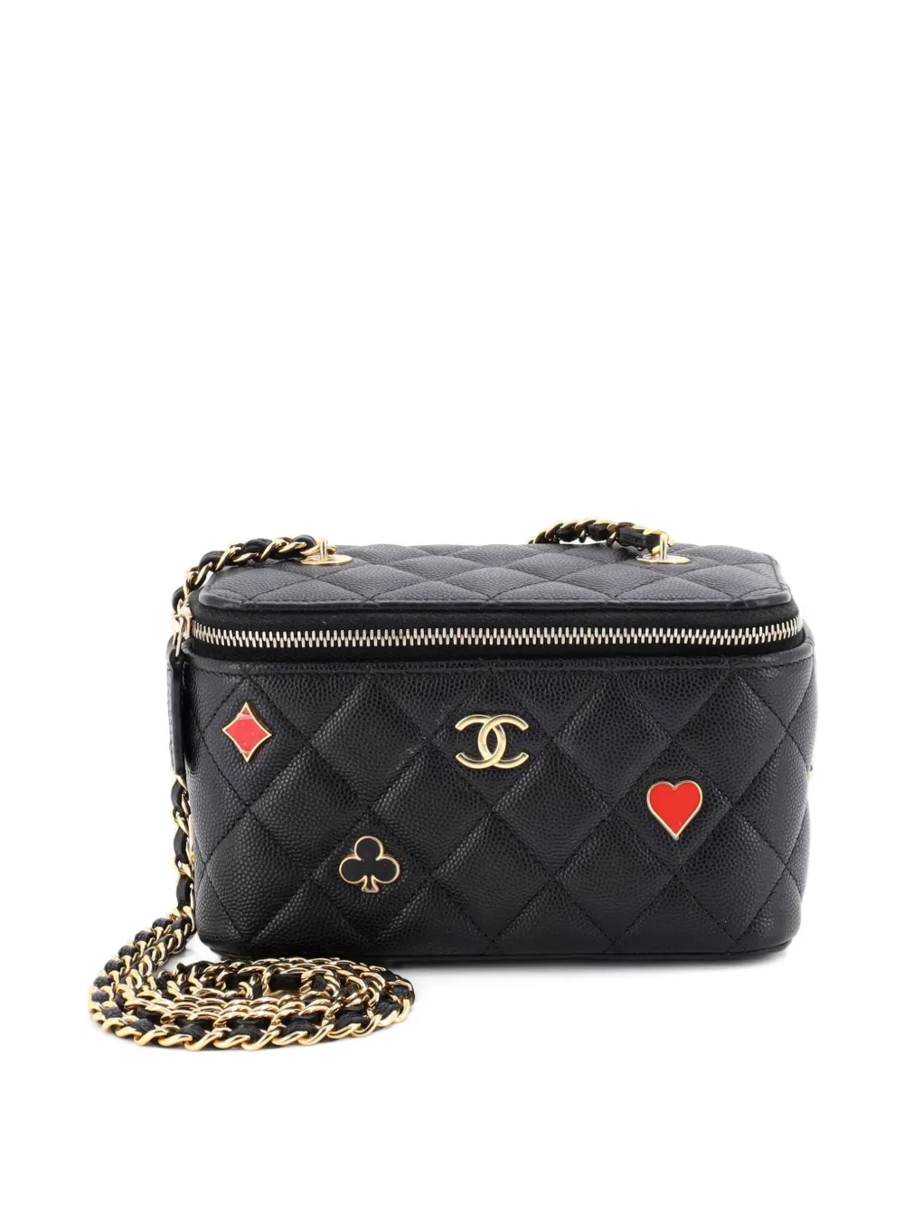 CHANEL Pre-Owned Coco Casino Vanity Case with Chain Quilted Caviar Small pouch - Nero
