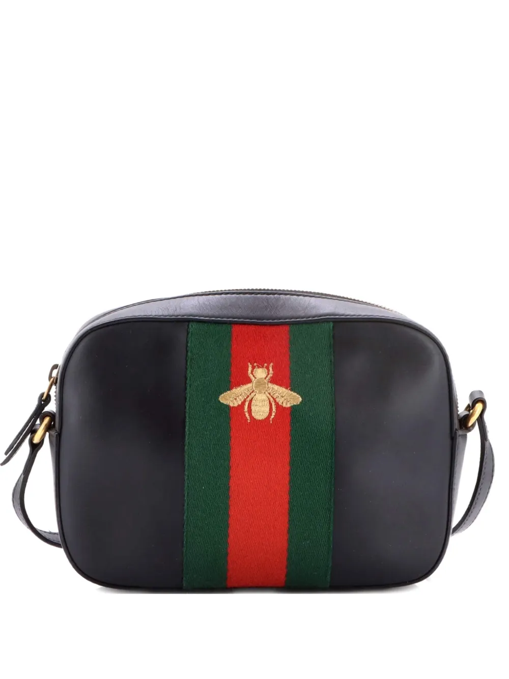 Gucci Pre-Owned Bee Web Camera Bag Leather crossbody bag - Nero