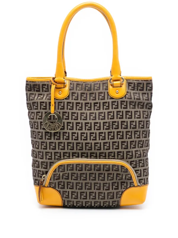 Fendi Pre-owned 2000-2010 Zucchino Canvas Chef Front Pocket Shopping Tote Bag in Brown