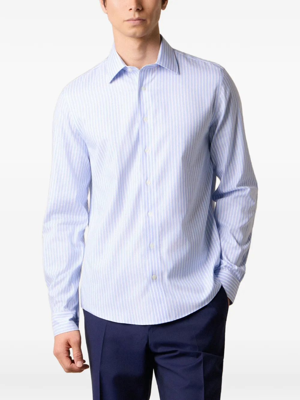 Brooks Brothers Gestreept overhemd met Ainsley-kraag Blauw