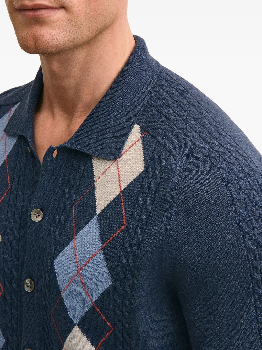 Brooks Brothers Kabelgebreid overhemd met argyle patroon Blauw