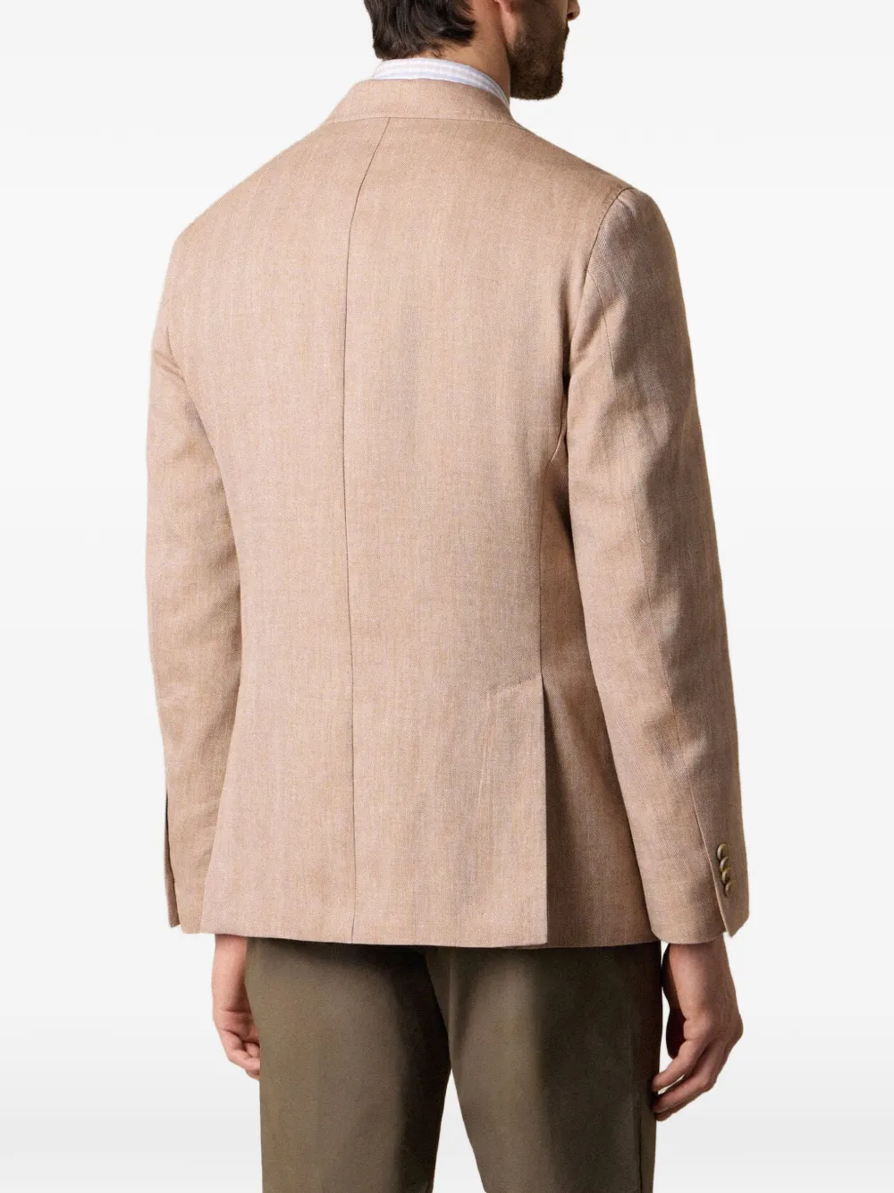 Brooks Brothers Jack met enkele rij knopen en visgraatpatroon Beige