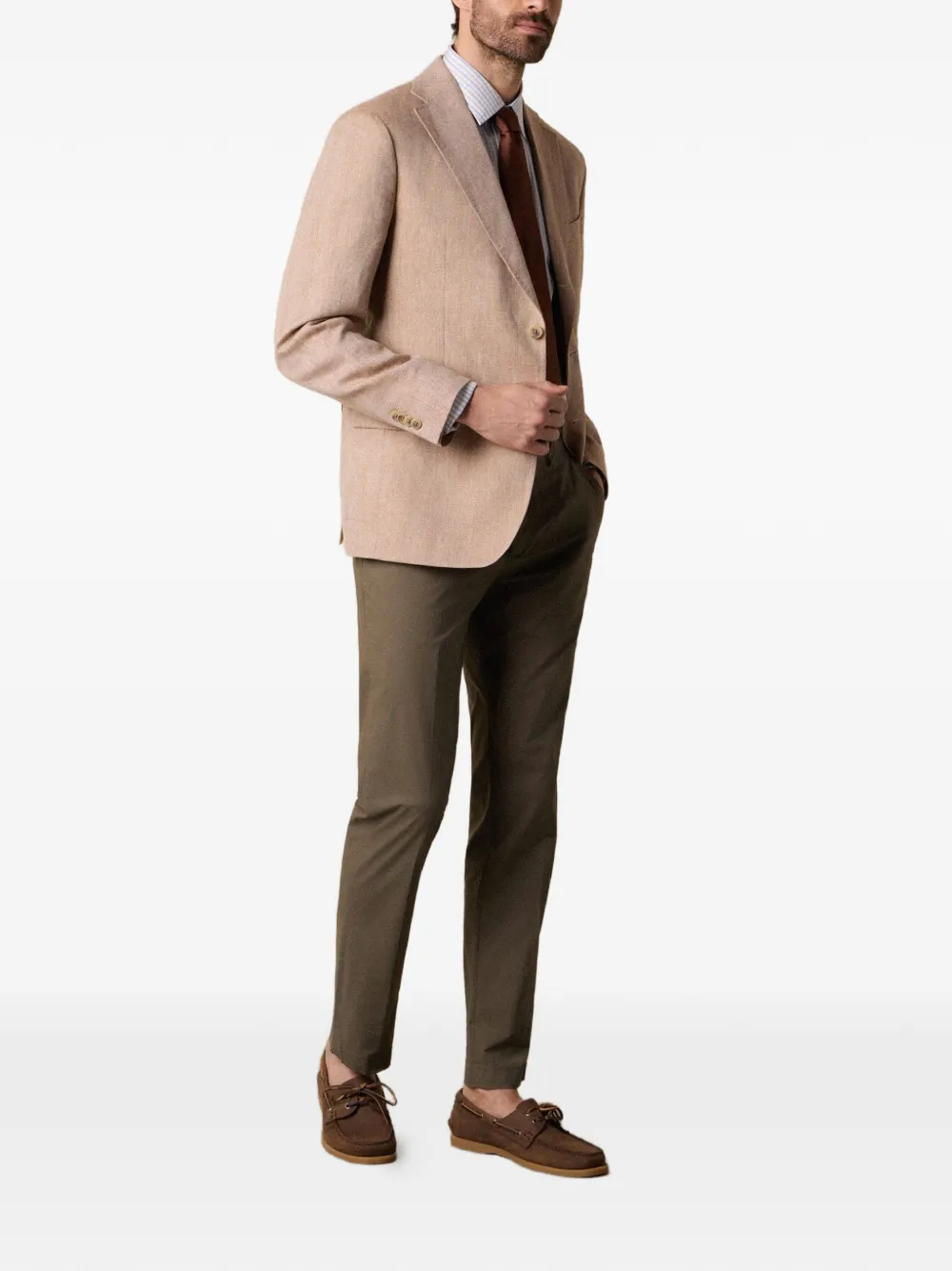 Brooks Brothers Jack met enkele rij knopen en visgraatpatroon Beige