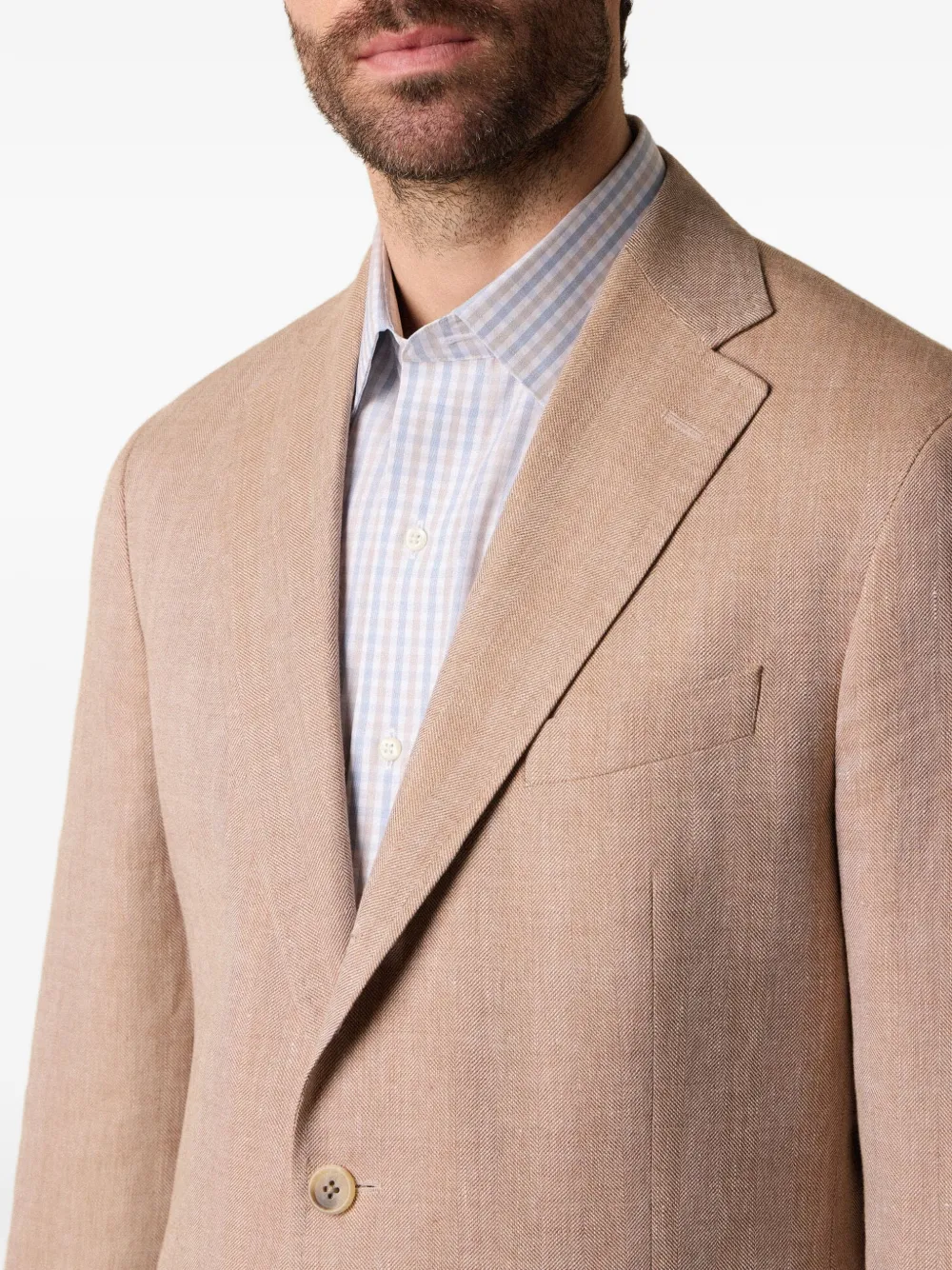 Brooks Brothers Jack met enkele rij knopen en visgraatpatroon Beige