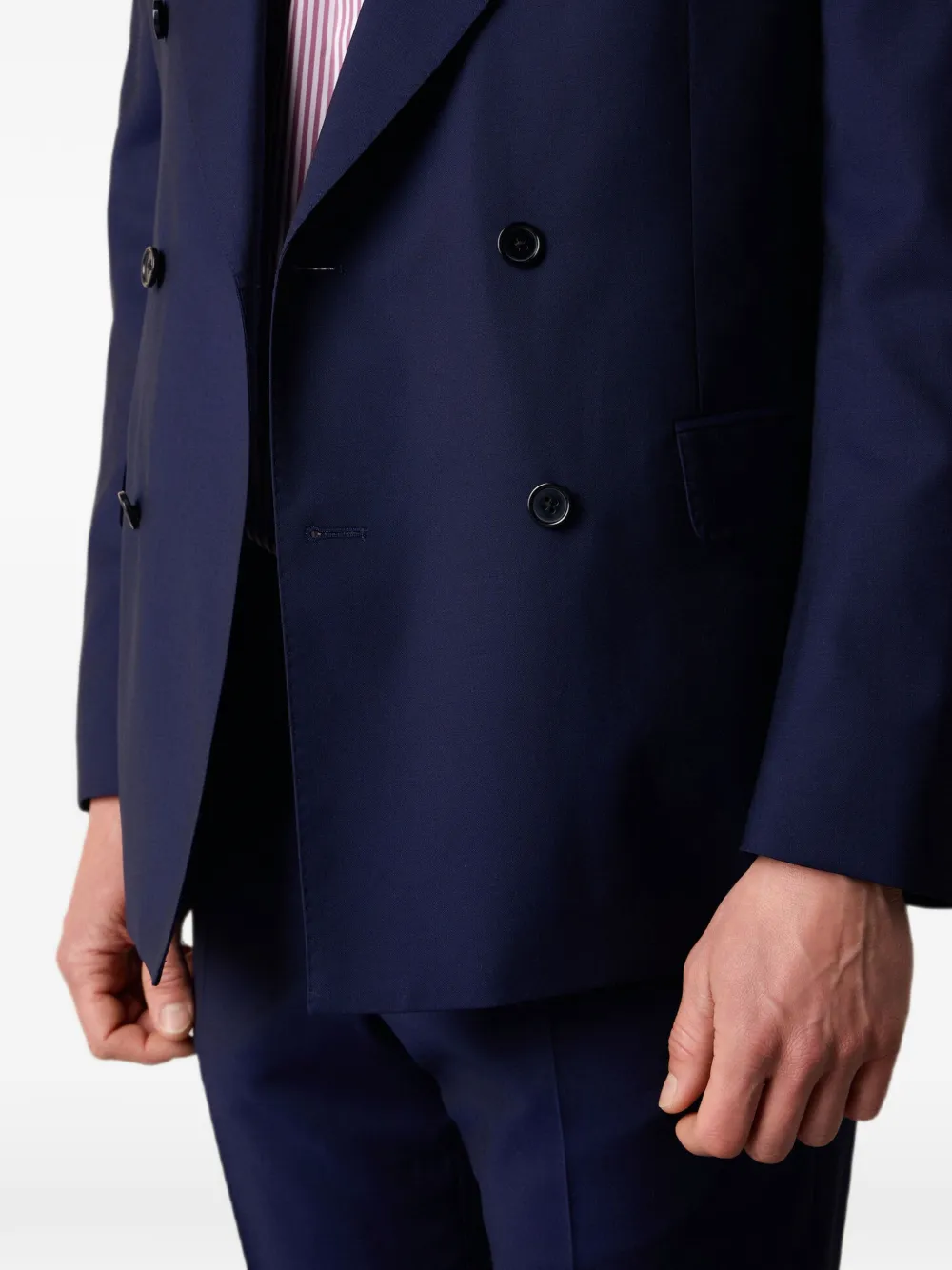 Brooks Brothers Pak van scheerwol met dubbele rij knopen Blauw