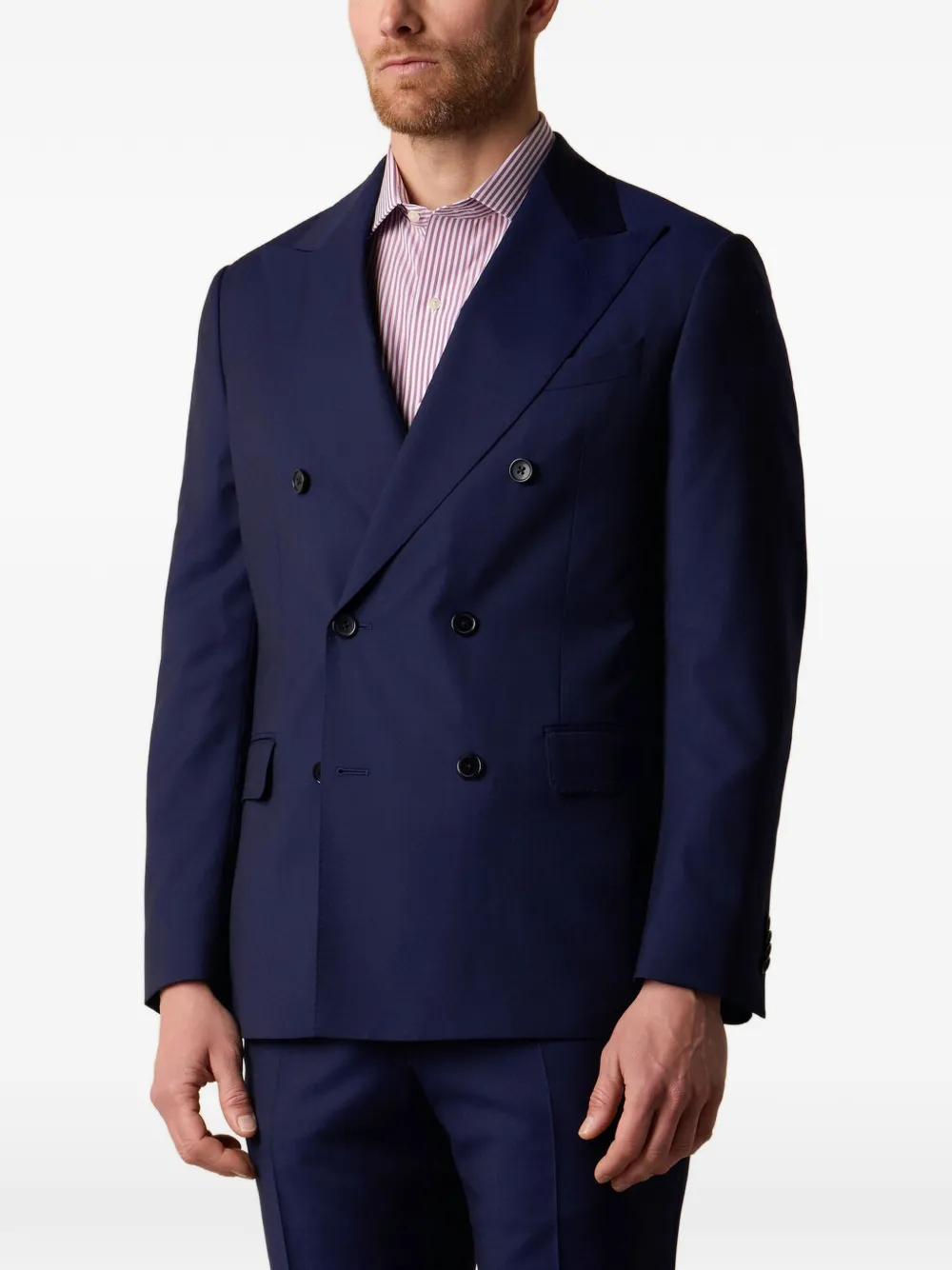Brooks Brothers Pak van scheerwol met dubbele rij knopen Blauw