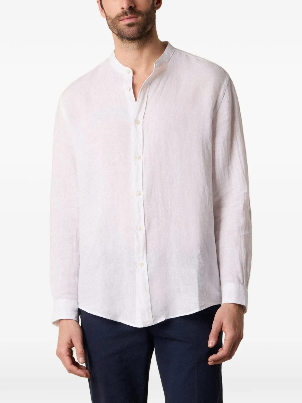 Brooks Brothers stand collar linen shirt - Weiß