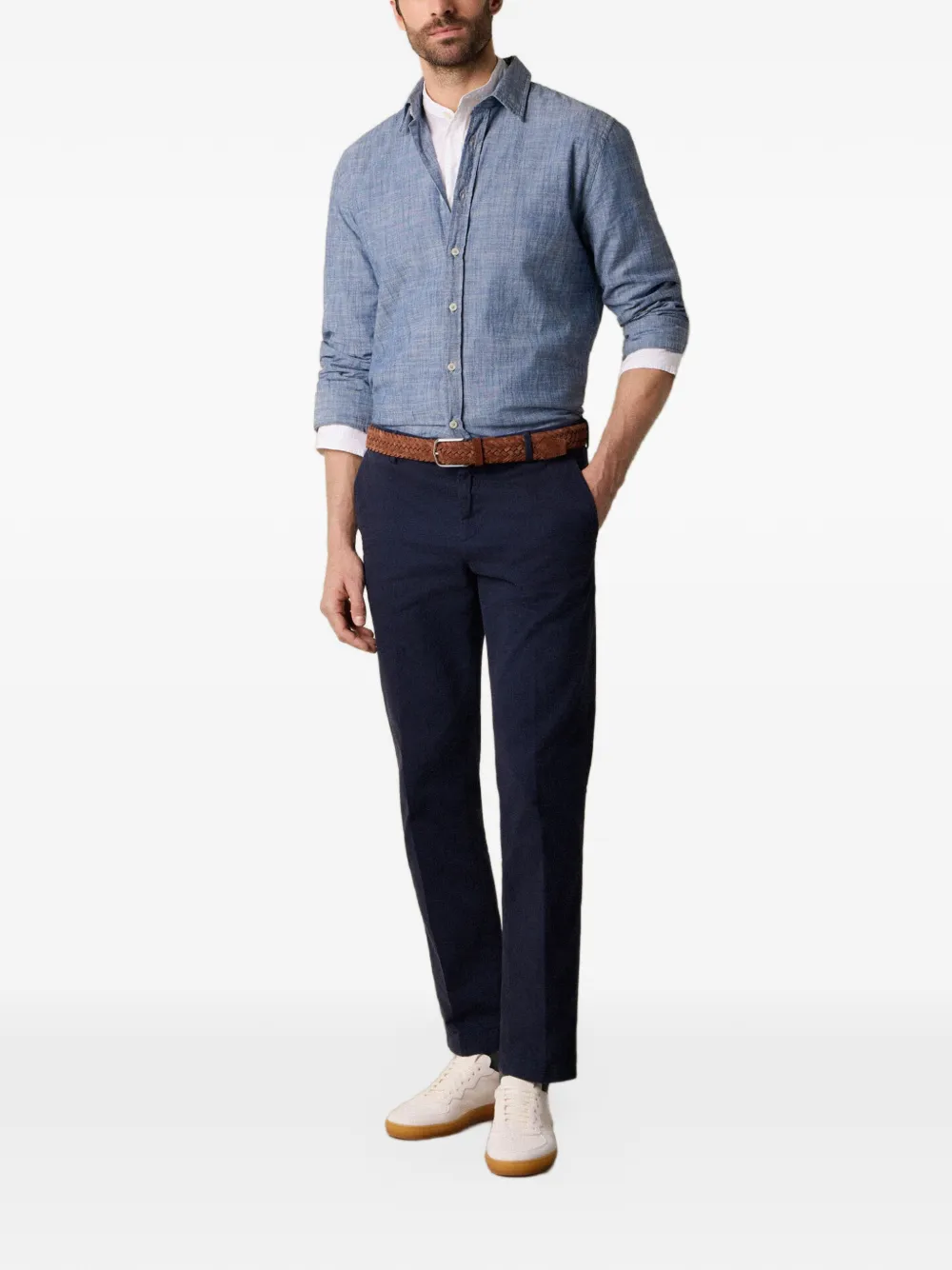 Brooks Brothers Linnen overhemd met opstaande kraag Wit