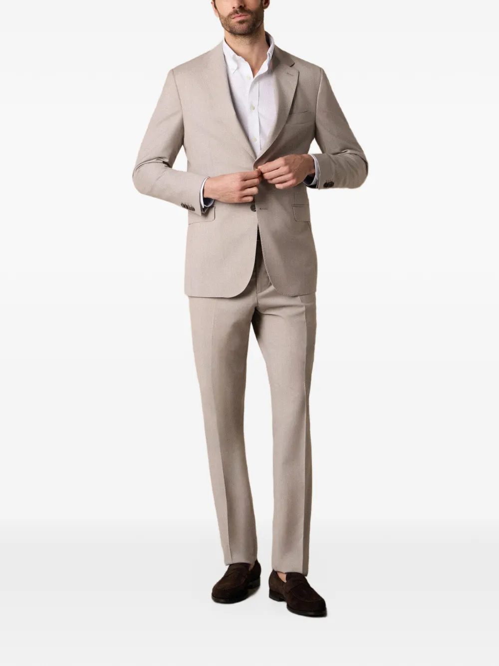 Brooks Brothers Twill blazer met enkele rij knopen Grijs