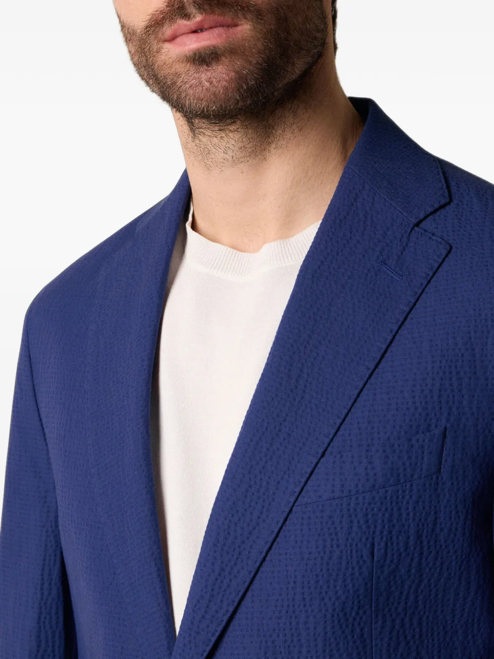 Brooks Brothers Seersucker katoenen blazer Blauw