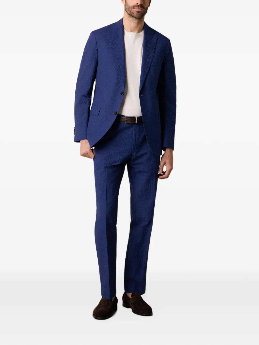 Brooks Brothers Seersucker katoenen blazer Blauw