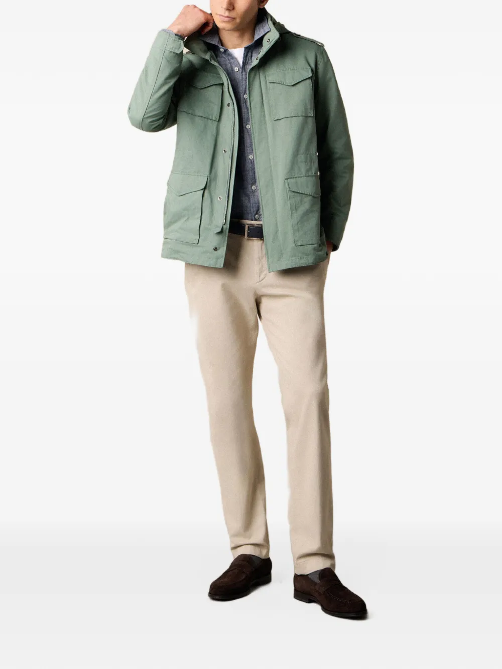Brooks Brothers Jack met opstaande kraag met knopen Groen