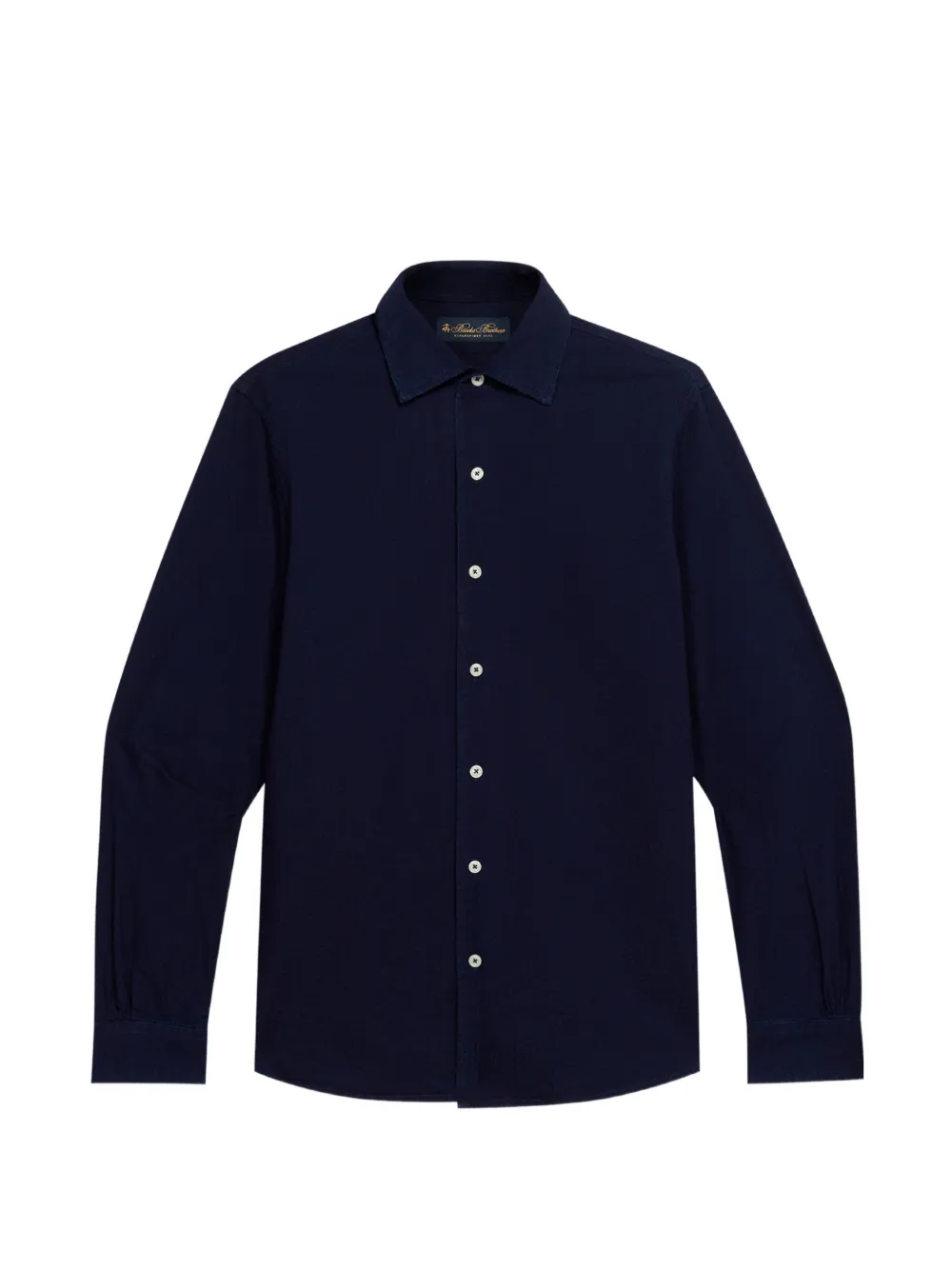 Brooks Brothers seersucker open collar shirt - Blau