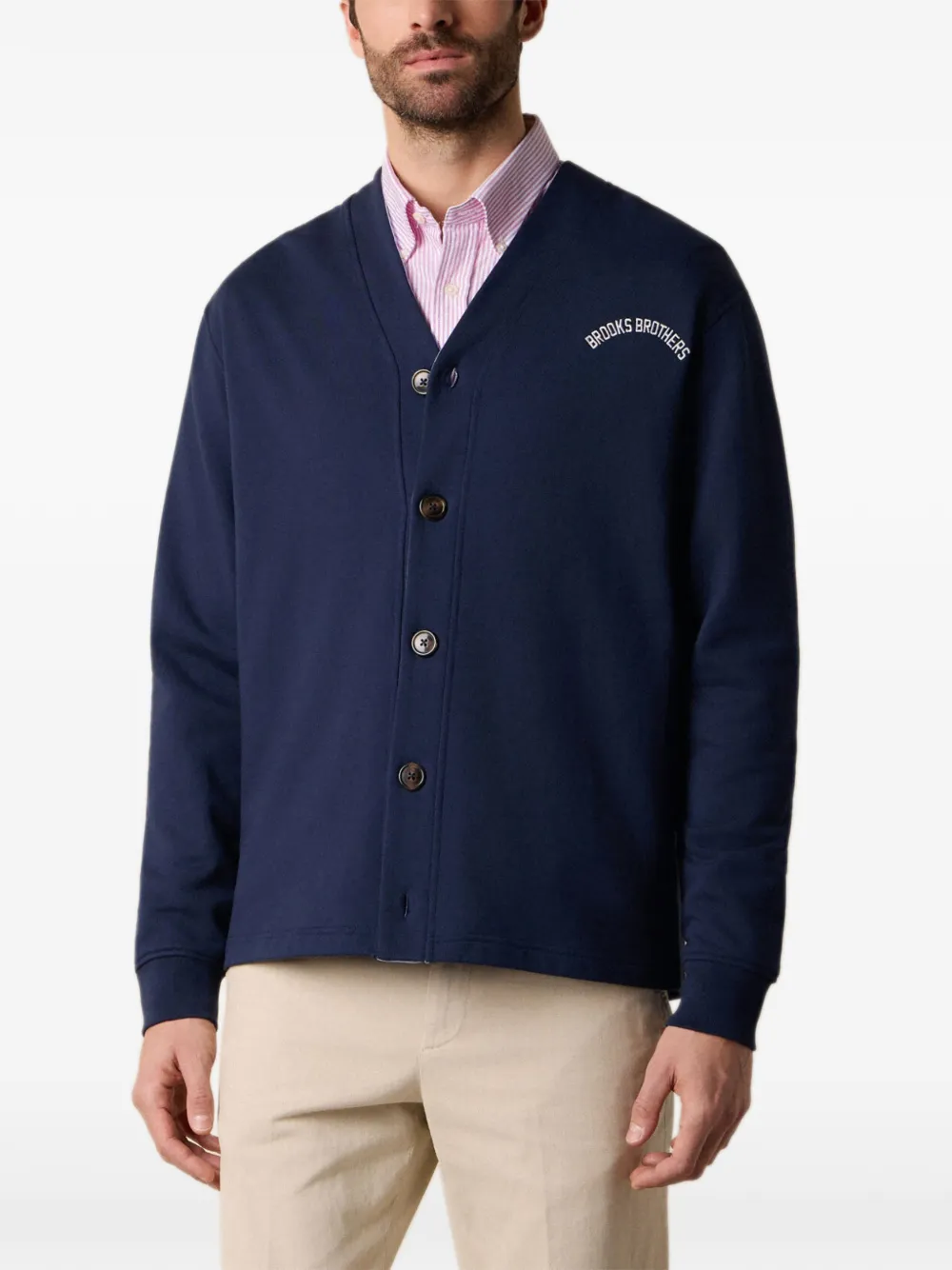 Brooks Brothers Vest met V-hals en logo Blauw