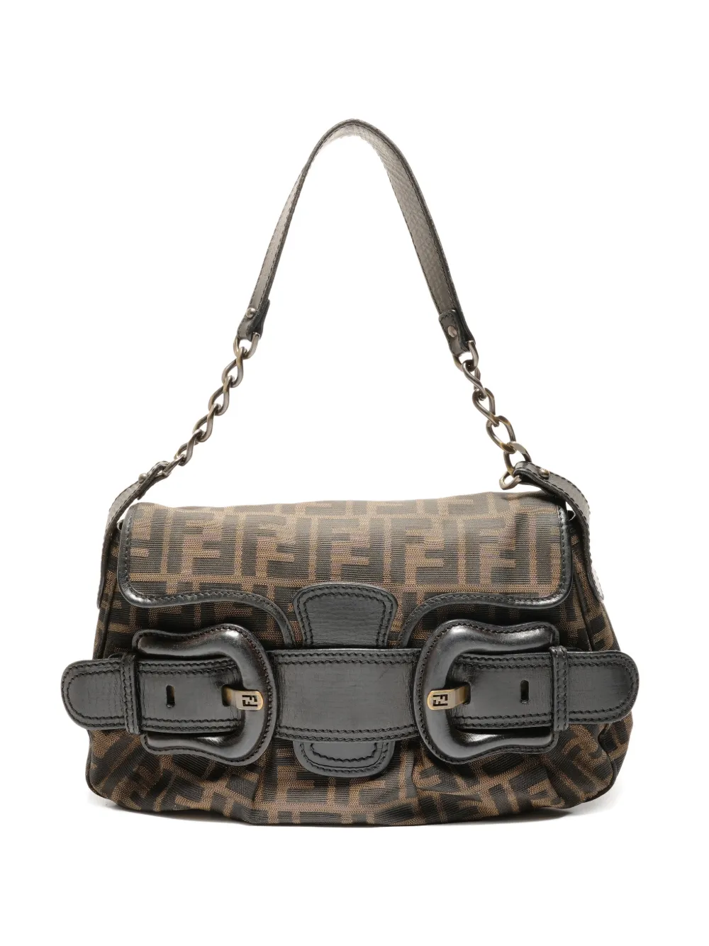 Fendi Pre-Owned 1990-2000s Zucca buckle shoulderbag - Marrone