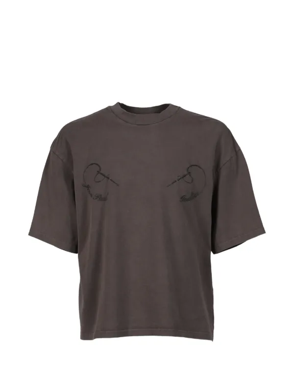 Jean Paul Gaultier Embroidery T-shirt in Brown