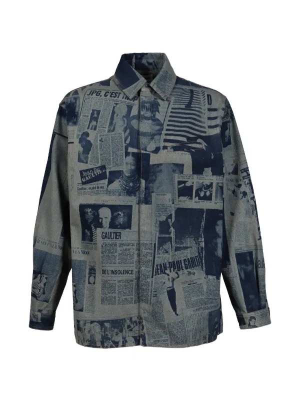 Jean Paul Gaultier Newspaper-print Shirt in Blue