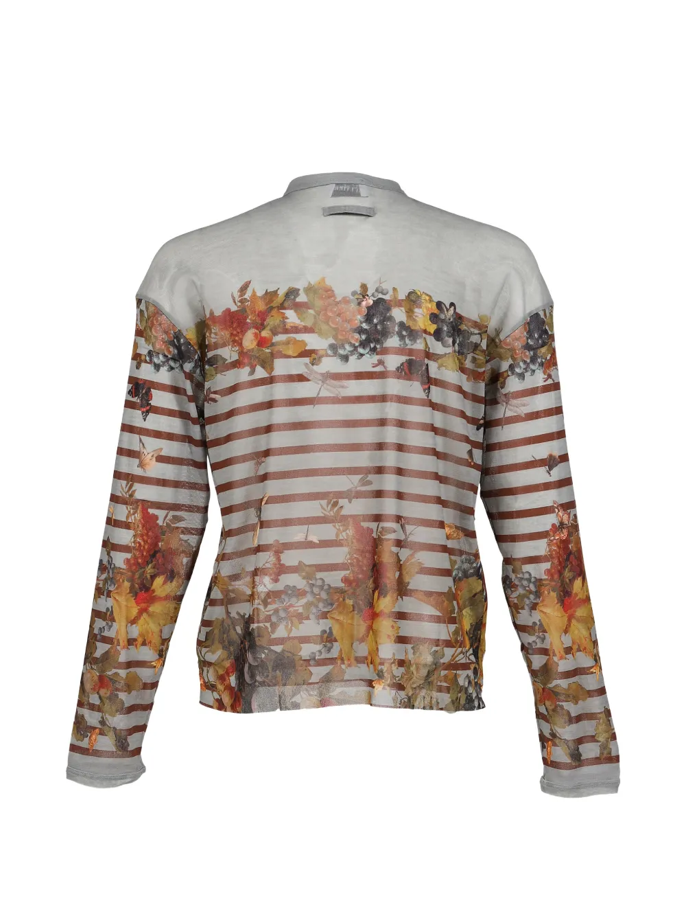 Jean Paul Gaultier Gestreept T-shirt met bloemenprint Grijs