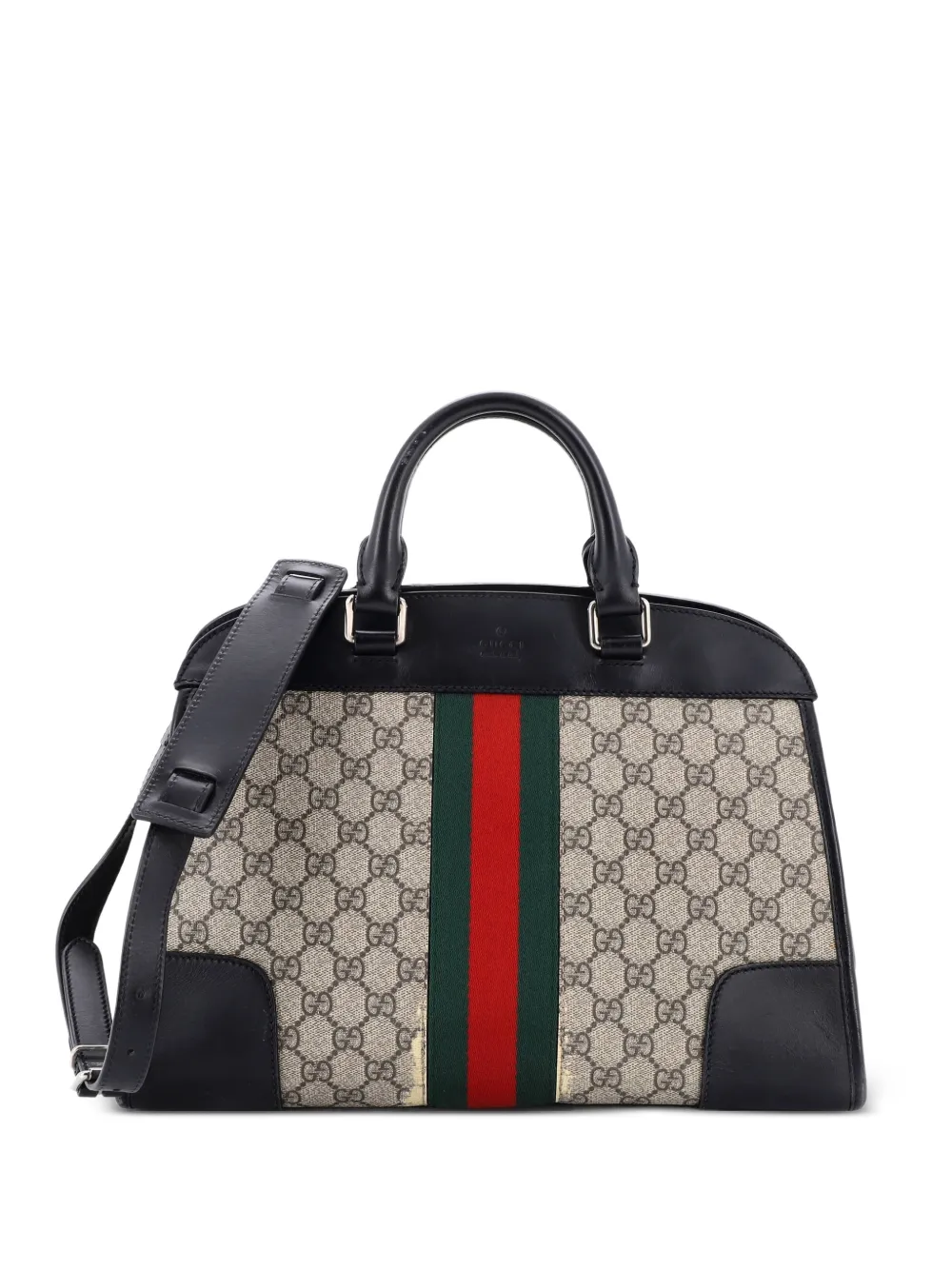 Gucci Pre-Owned Web Convertible Duffle Tote GG Coated Canvas Medium satchel - Marrone