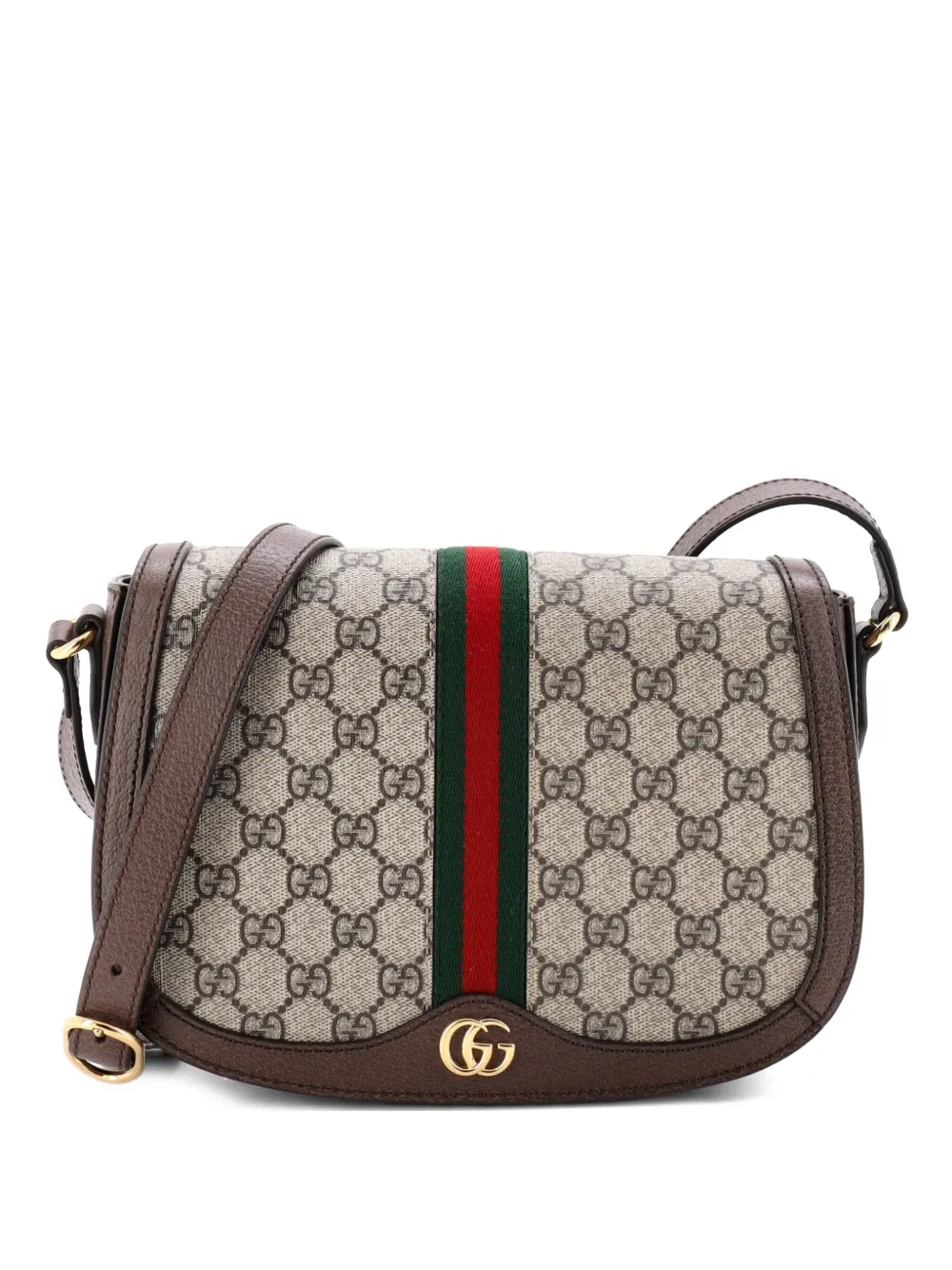 Gucci Pre-Owned Ophidia Saddle Flap GG Coated Canvas Small shoulder bag - Marrone