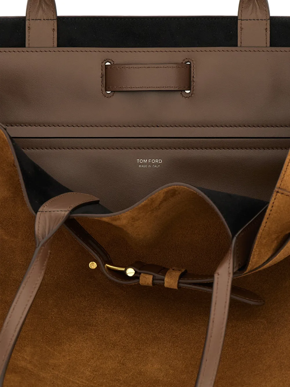 TOM FORD Shopper van kalfsleer met metalen gesp Bruin