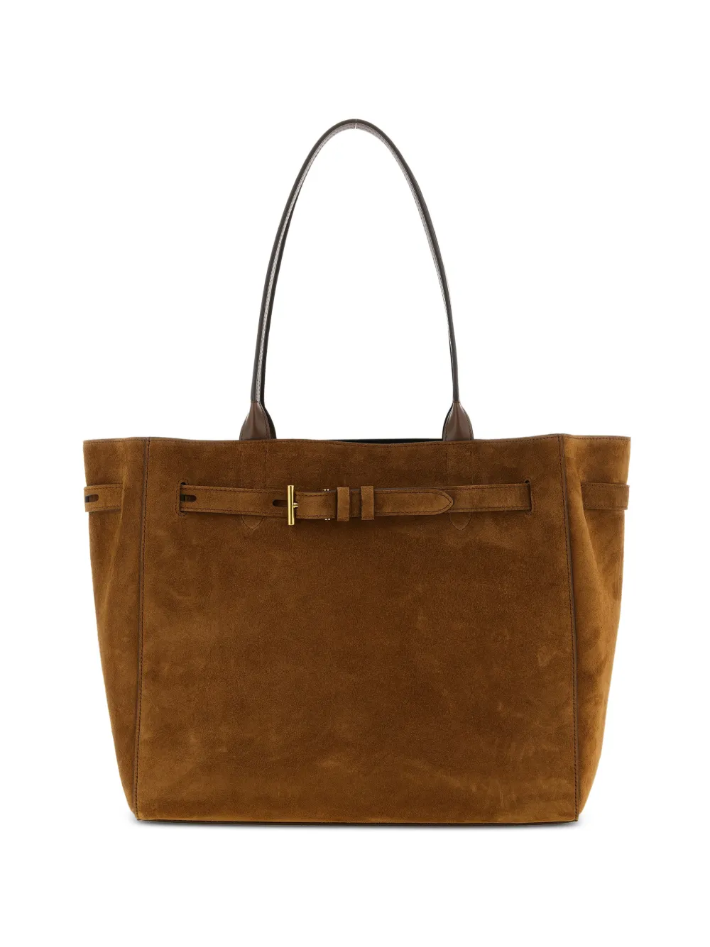 TOM FORD metal buckle calfskin tote bag - Marrone