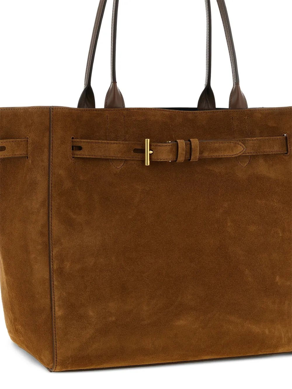 TOM FORD Shopper van kalfsleer met metalen gesp Bruin