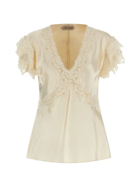 Alberta Ferretti blusa de encaje con volantes