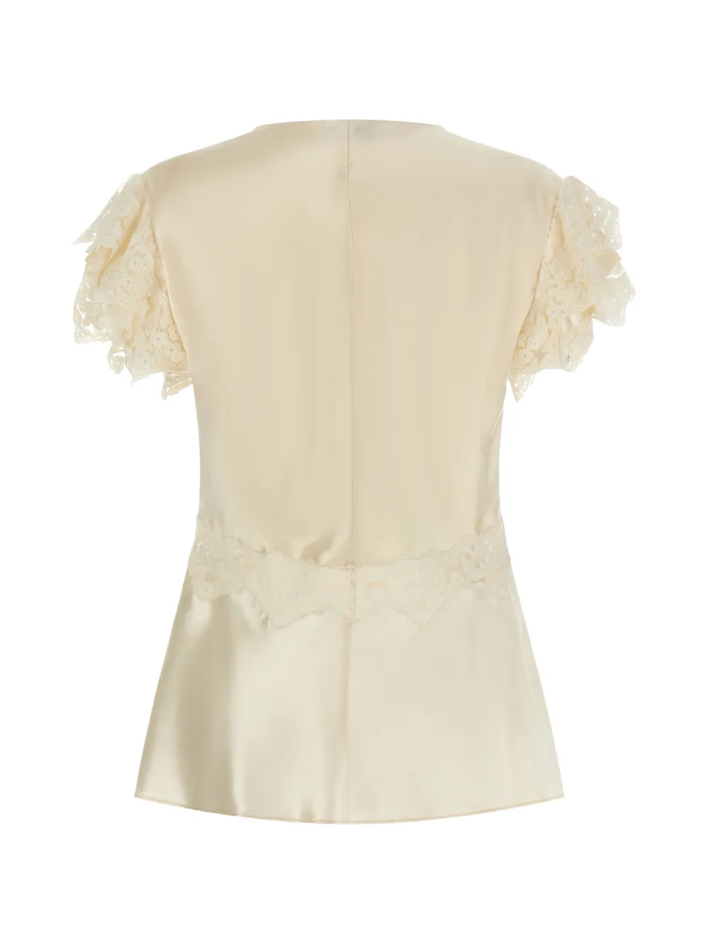  Alberta Ferretti Lace Ruffled Blouse - Neutrals 