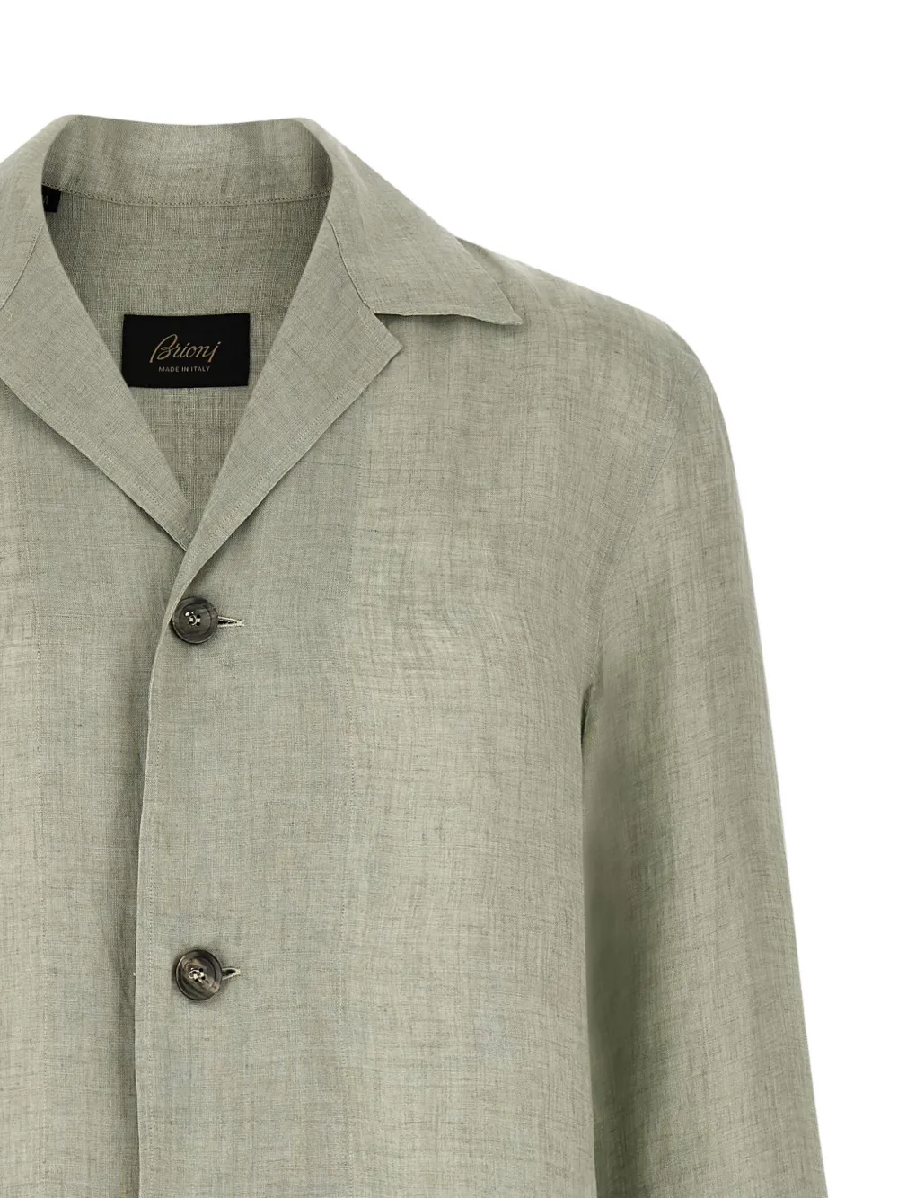  Brioni Patch Pocket Linen Shirt Jacket - Green 