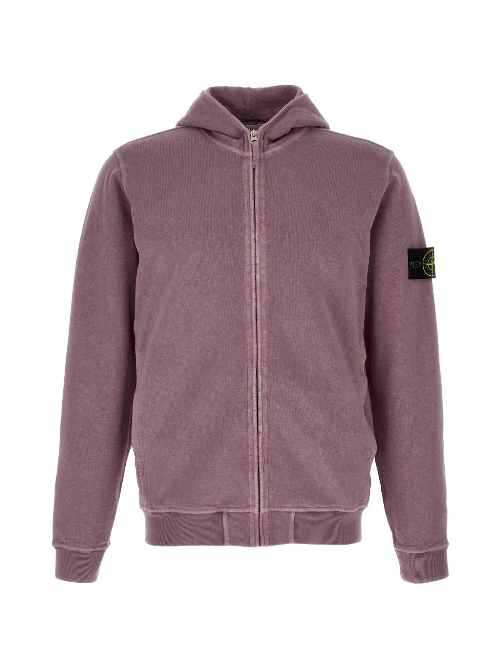 Stone Island front-zip logo-badge hoodie - Viola