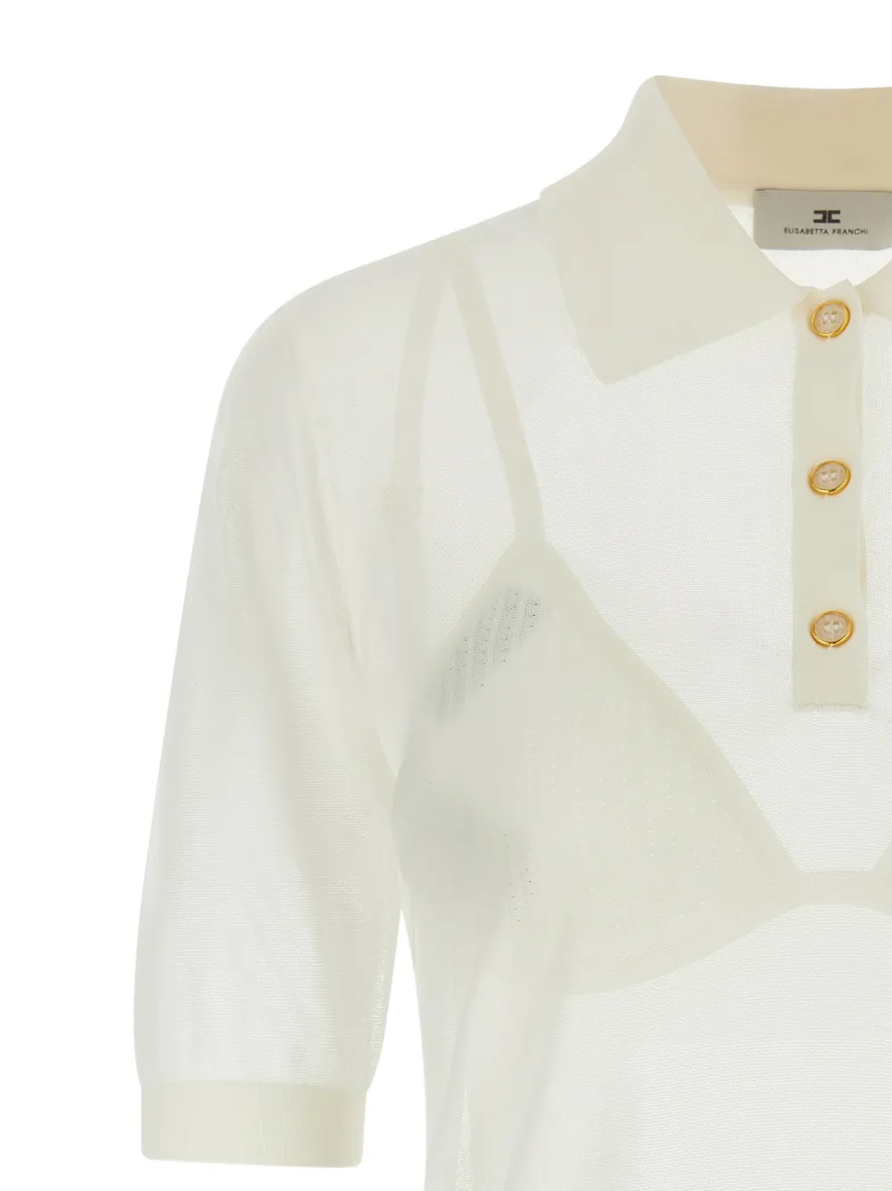Elisabetta Franchi Geribbelde bh en poloshirt set Wit