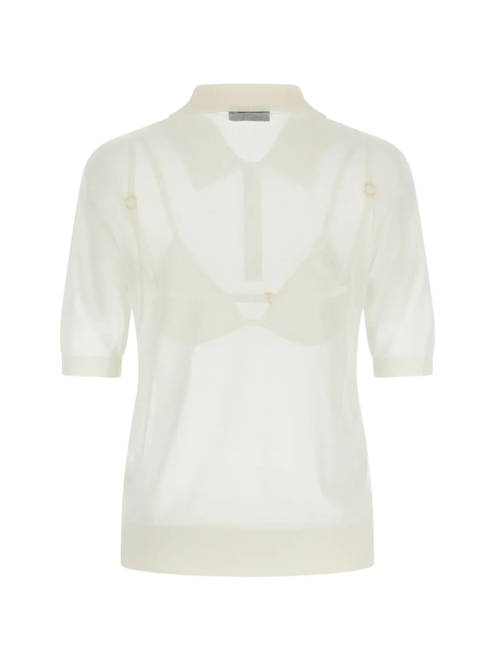 Elisabetta Franchi Geribbelde bh en poloshirt set Wit