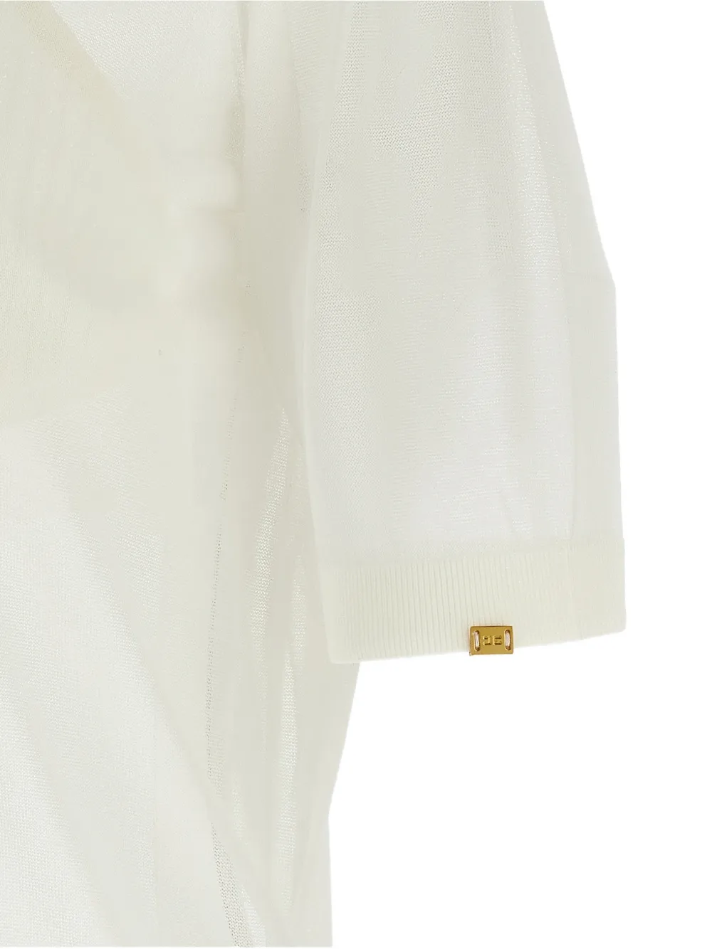 Elisabetta Franchi Geribbelde bh en poloshirt set Wit