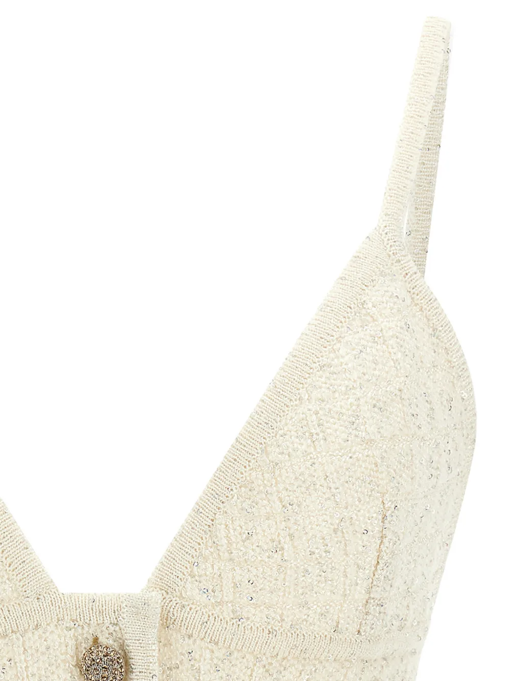  Alessandra Rich V-neck Tank Top - Neutrals 