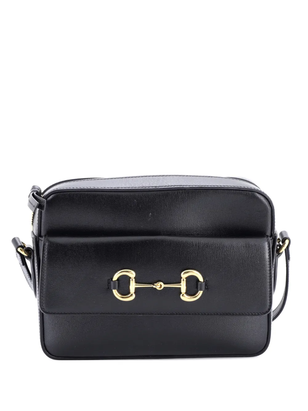 Gucci Pre-Owned Horsebit 1955 Flap Pocket Camera Bag Leather Small crossbody bag - Nero