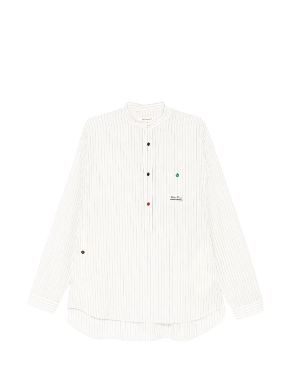 Undercover band-collar striped shirt - Blue